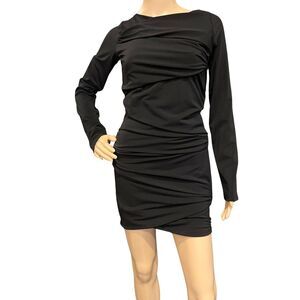 Iconic Elizabeth & James "Stacey" Long Sleeve Open-Back Mini Dress BLACK Sz M